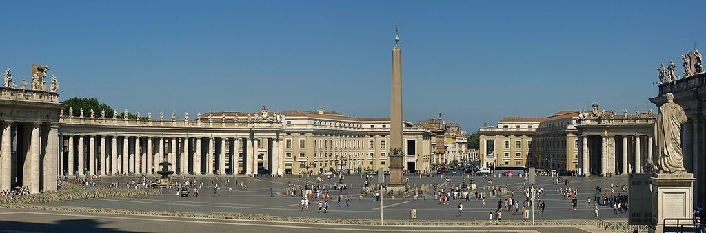 Panorama of Saint Peter's Square , Vatican City with the two symetrical Palazzi detto dei Propilei in the background.