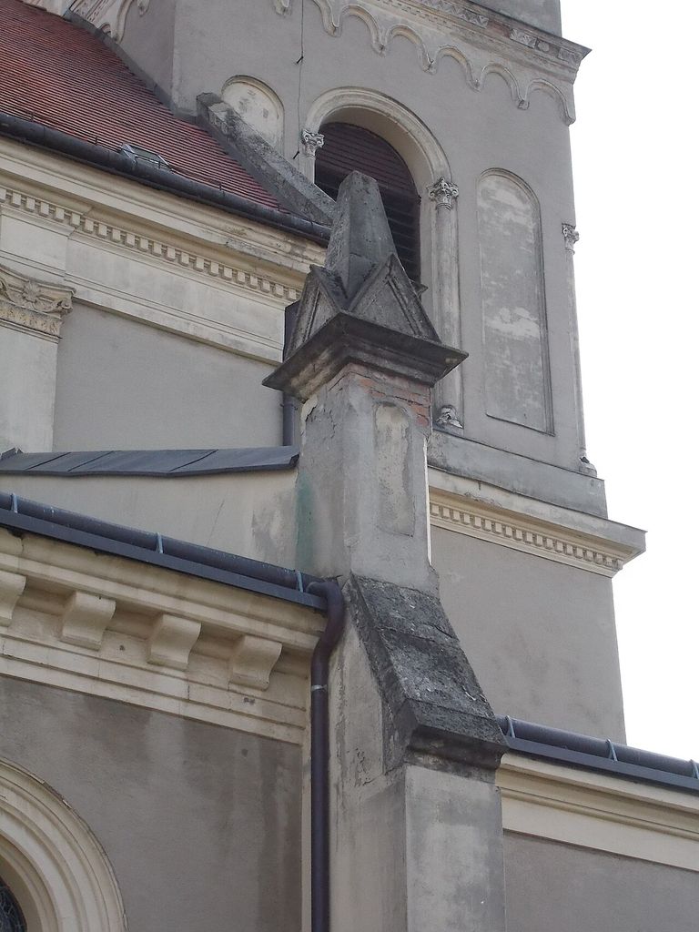 : Holy Cross church or Hungarian church middle age tower, the church remodelled in Gothic Revival style between 1887 and 1888, according plans of Arányi and F.