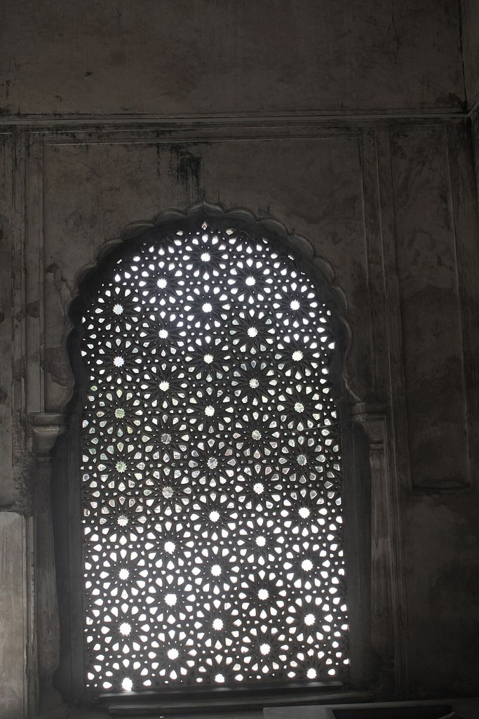 jali or jaali, is the term for a perforated stone or latticed screen, usually with an ornamental pattern constructed through the use of calligraphy and geometry.
