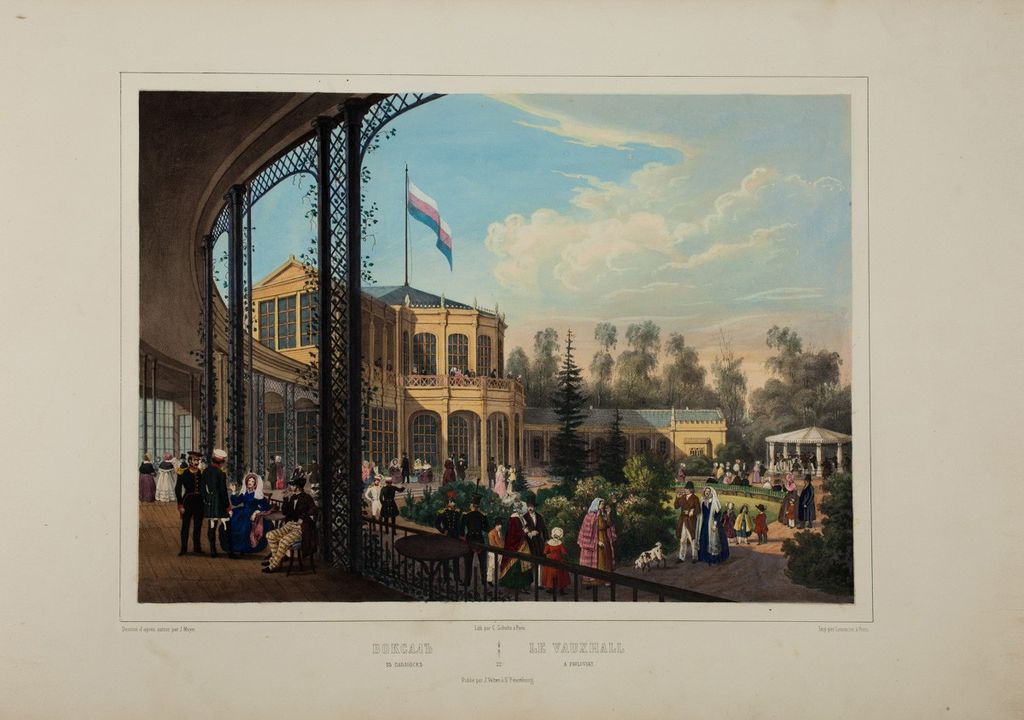 Le vauxhall a Pavlovsky; by J. Meyer, lith. C. Shultz, 1845-55, an architectural view.
