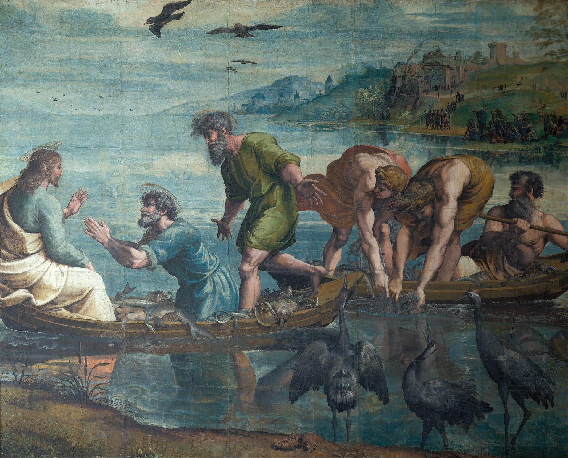 Raphael’s full-scale cartoon for The Miraculous Draft of Fishes, designed for an Acts of the Apostles tapestry.