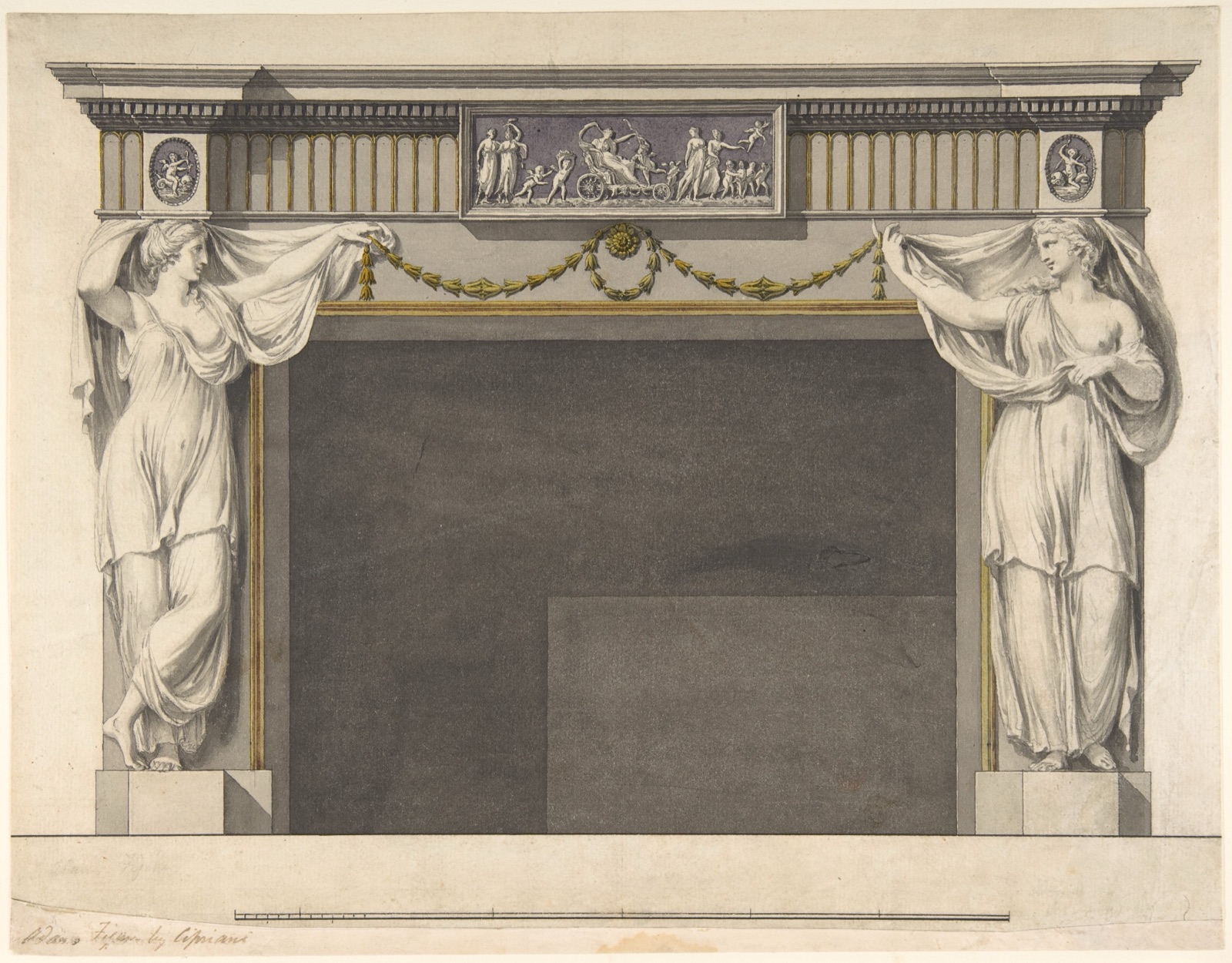Adam’s Harewood fireplace Met Open Access drawing