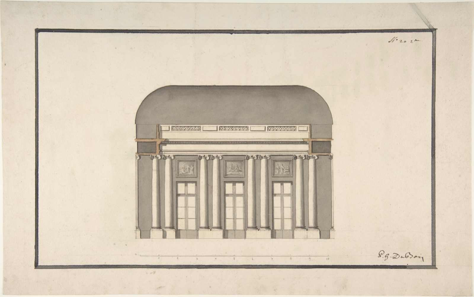 A ballroom “section” Met Open Access architectural drawing