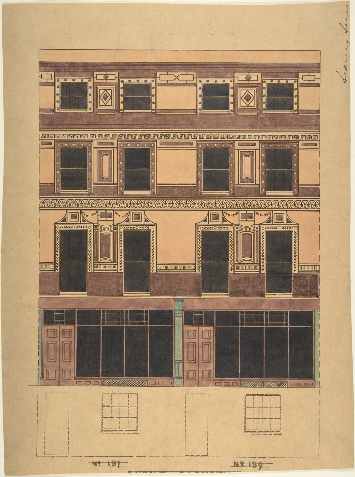 A four-storey “section” Met Open Access architectural drawing