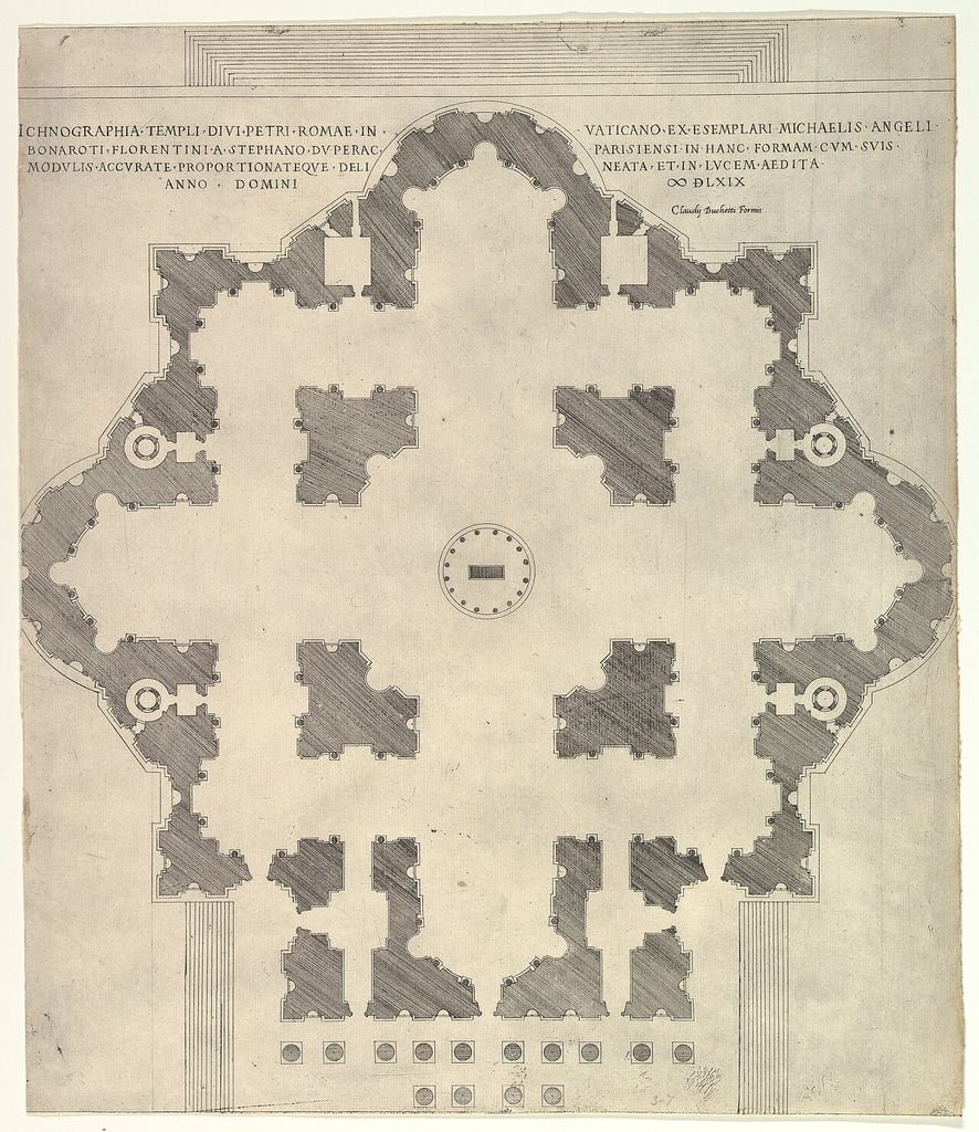 Historic plan of St Peter's and its urban setting, an architectural plan