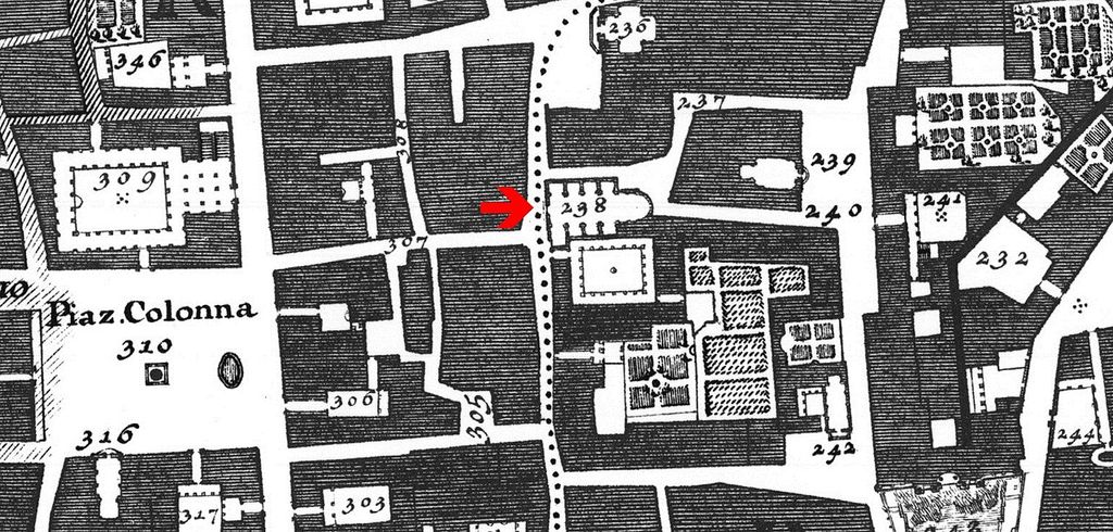 Nolli map Rome urban plan detail, an architectural map
