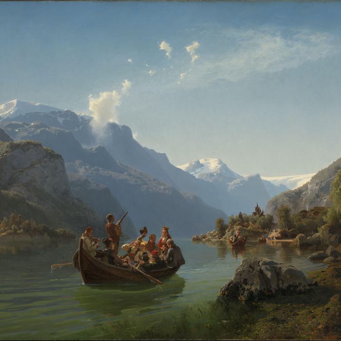 Bridal Procession on the Hardangerfjord by Adolph Tidemand and Hans Gude