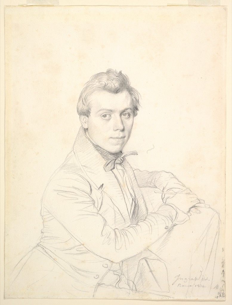 Jean Auguste Dominique Ingres, The Architect Charles-Victor Famin, a historical drawing in Graphite.