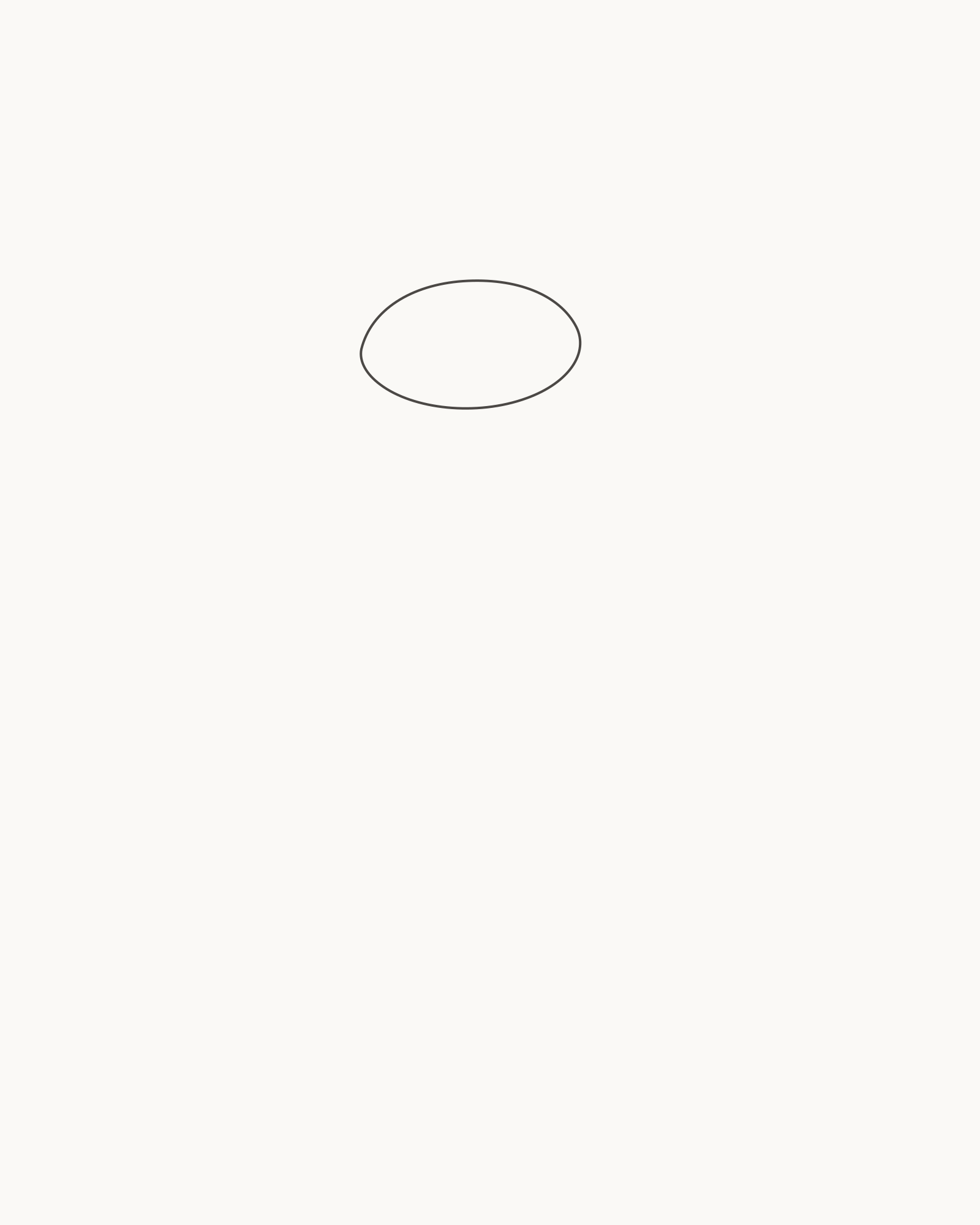 Stage 1 daisy drawing with one shallow oval centre placed high on the portrait page
