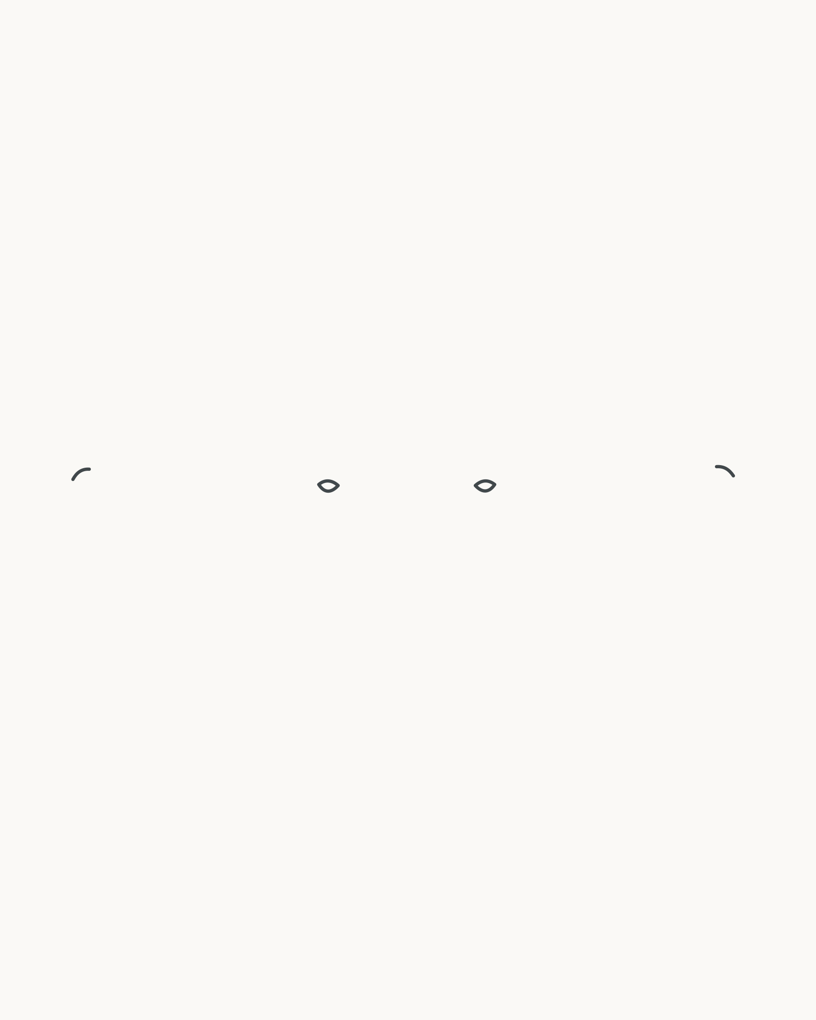Stage 1 eye-pair drawing with two small inner tear-duct hooks and two outer-corner notches in one level band