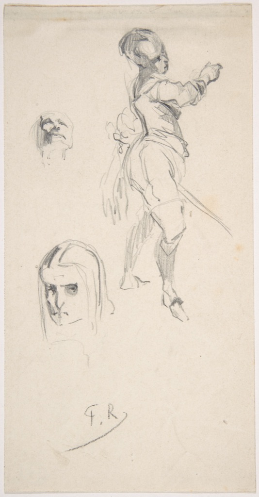 Félicien Rops, Figure study, a historical drawing in Graphite.