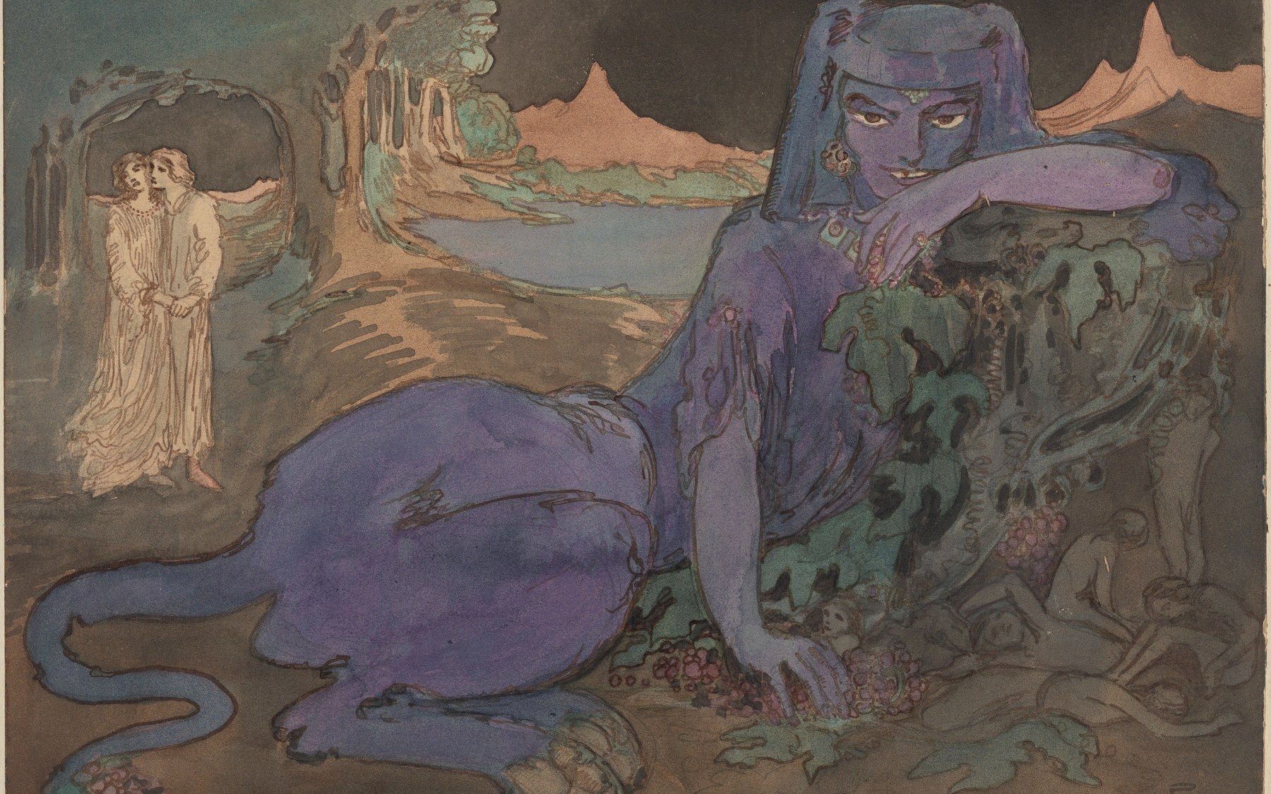 Pamela Colman Smith, “The Blue Cat” (1907), watercolor on paper board.jpg by Pamela Colman Smith