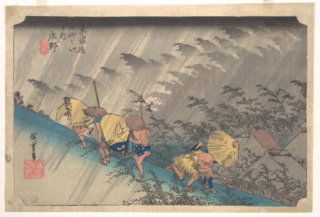 Hiroshige print, Sudden Shower at Shōno on the Tōkaidō, Met accession JP41