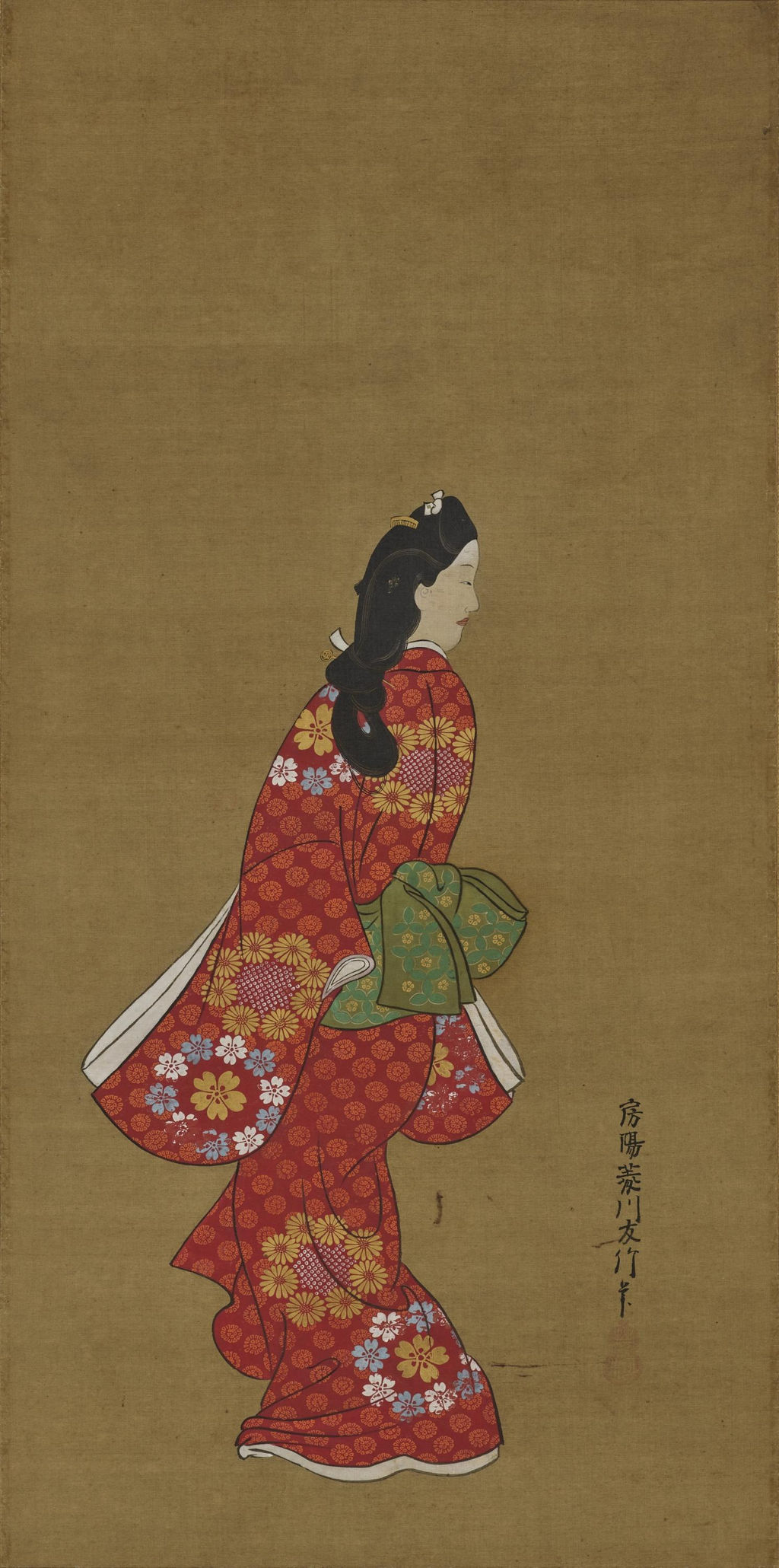 菱川師宣《見返り美人図》の画面