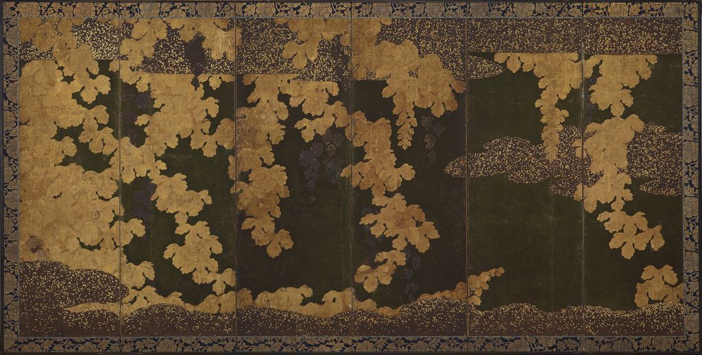 《葡萄図屏風》、狩野永徳作、Smithsonian National Museum of Asian Art、F1903.242