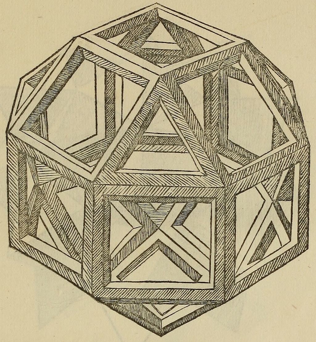 Leonardo's skeletal rhombicuboctahedron for De divina proportione.