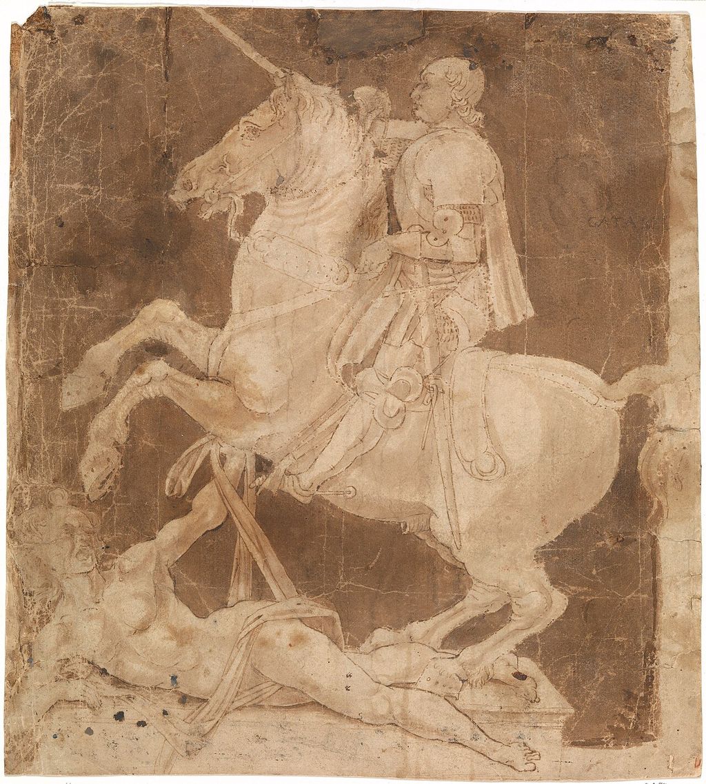 Antonio del Pollaiuolo's study for the Sforza monument.