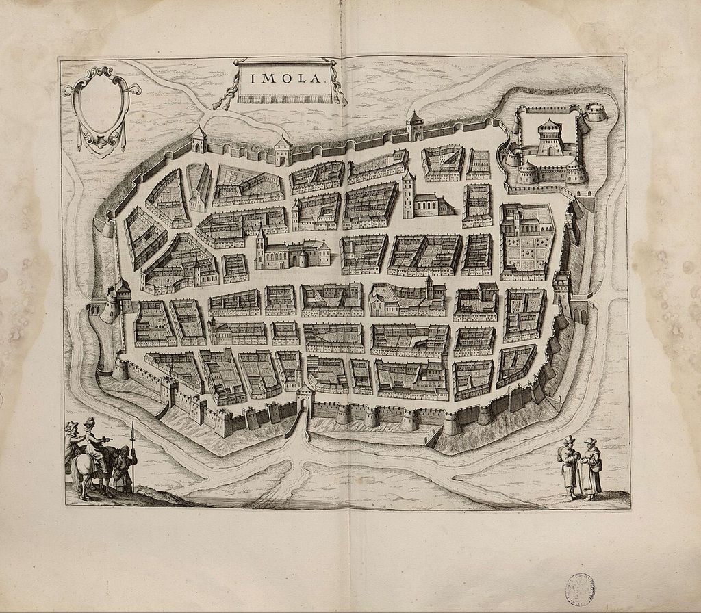 Later bird's-eye view of Imola published by Joan Blaeu.