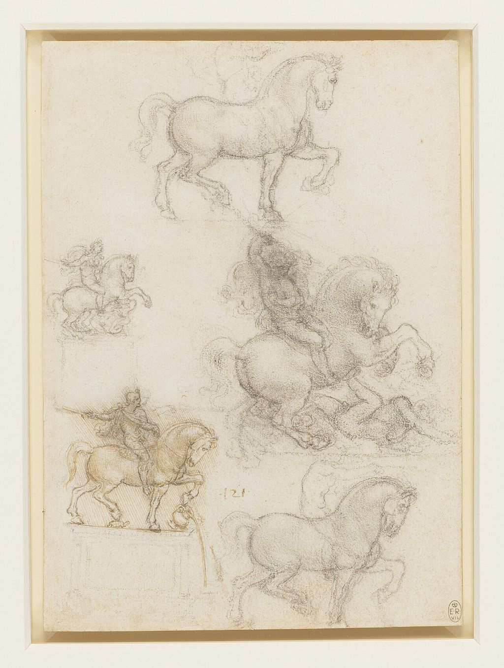 Late designs for an equestrian monument.