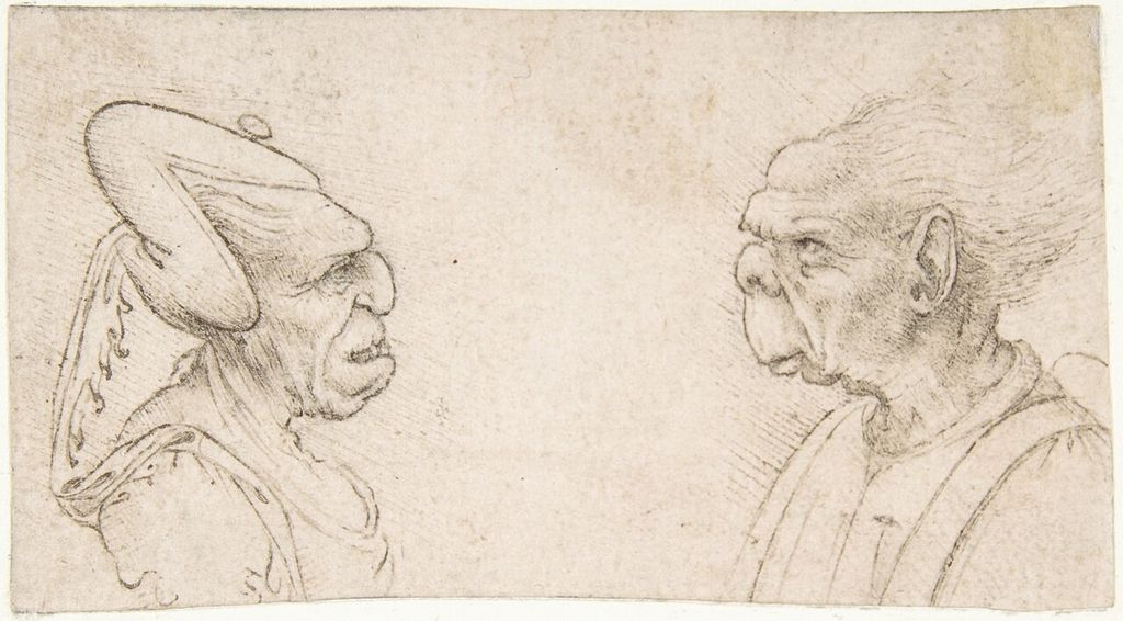 Grotesque couple attributed to Francesco Melzi after Leonardo.