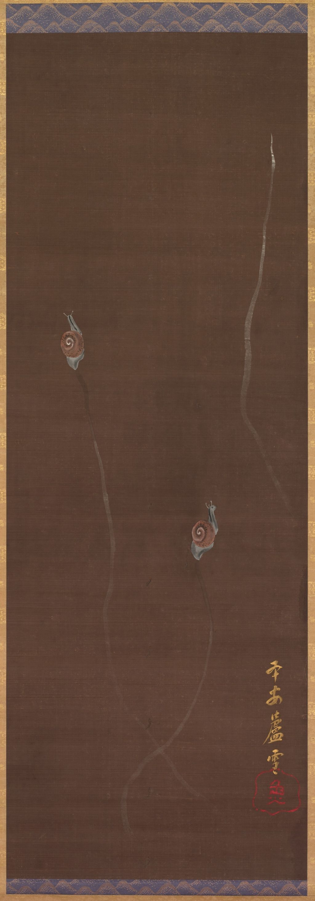 Snails, complete hanging scroll
