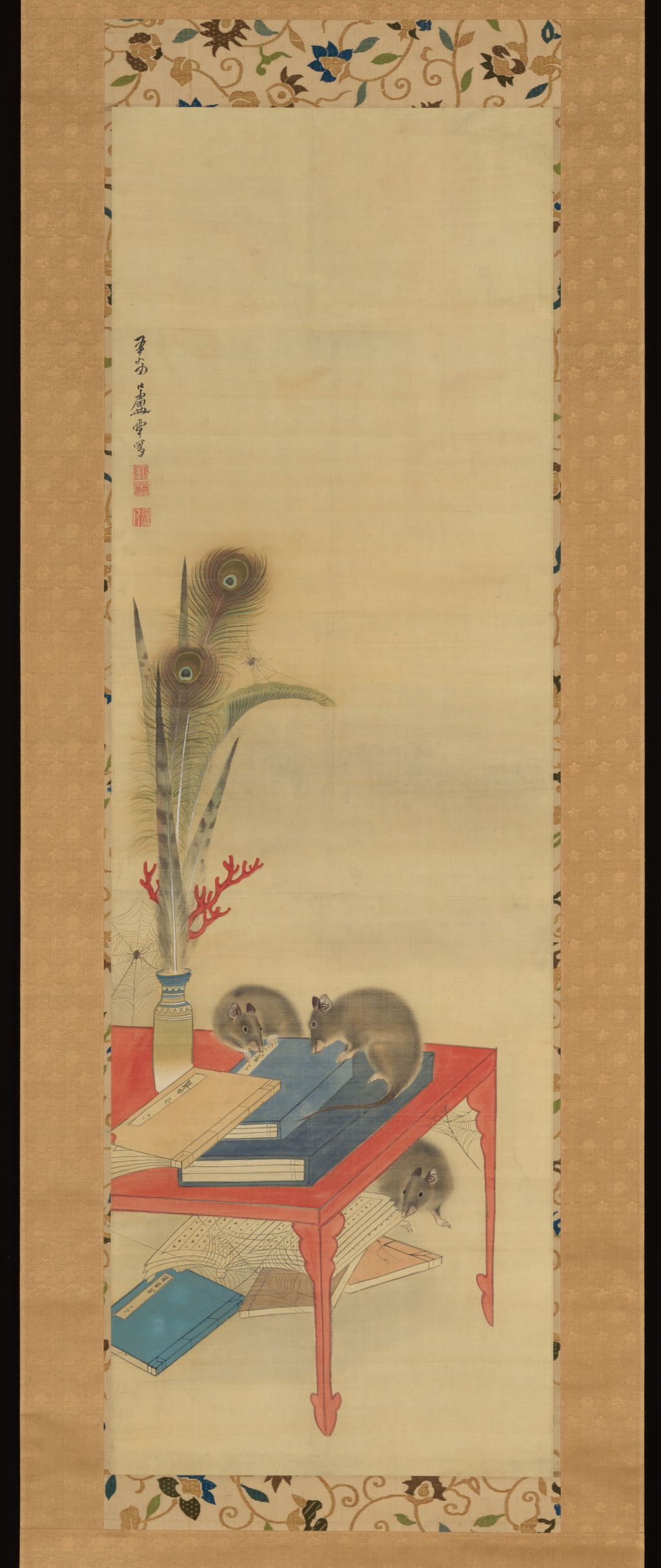Rats on a Scholar’s Desk, complete hanging scroll
