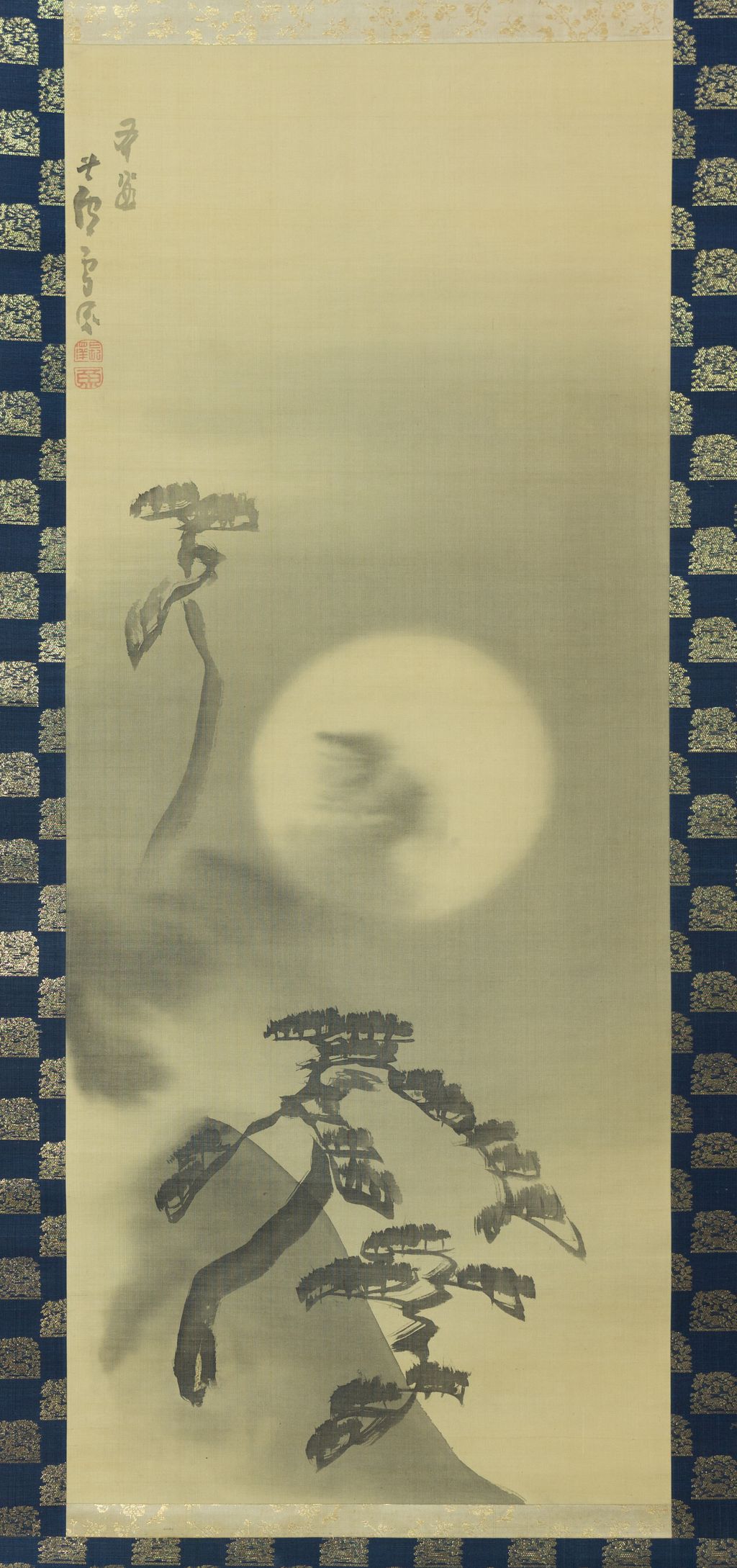 Moonlit Landscape, complete hanging scroll