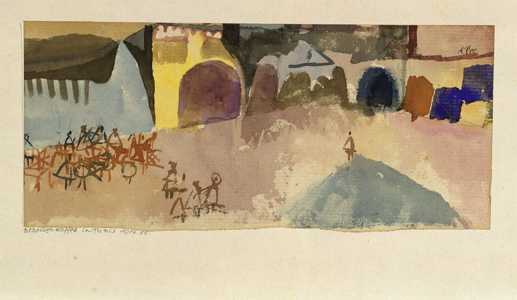 Paul Klee, Street Café in Tunis, 1914; watercolour and pencil on paper mounted on card.