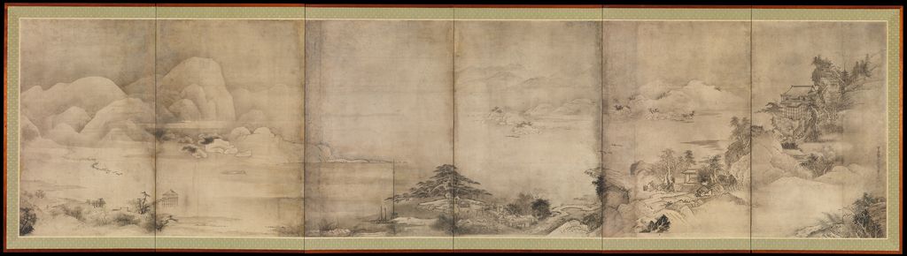 Eight Views of Ōmi, left screen of an original pair