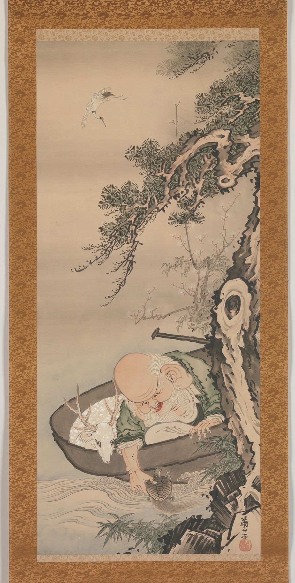 The God of Good Fortune Jurōjin, hanging scroll