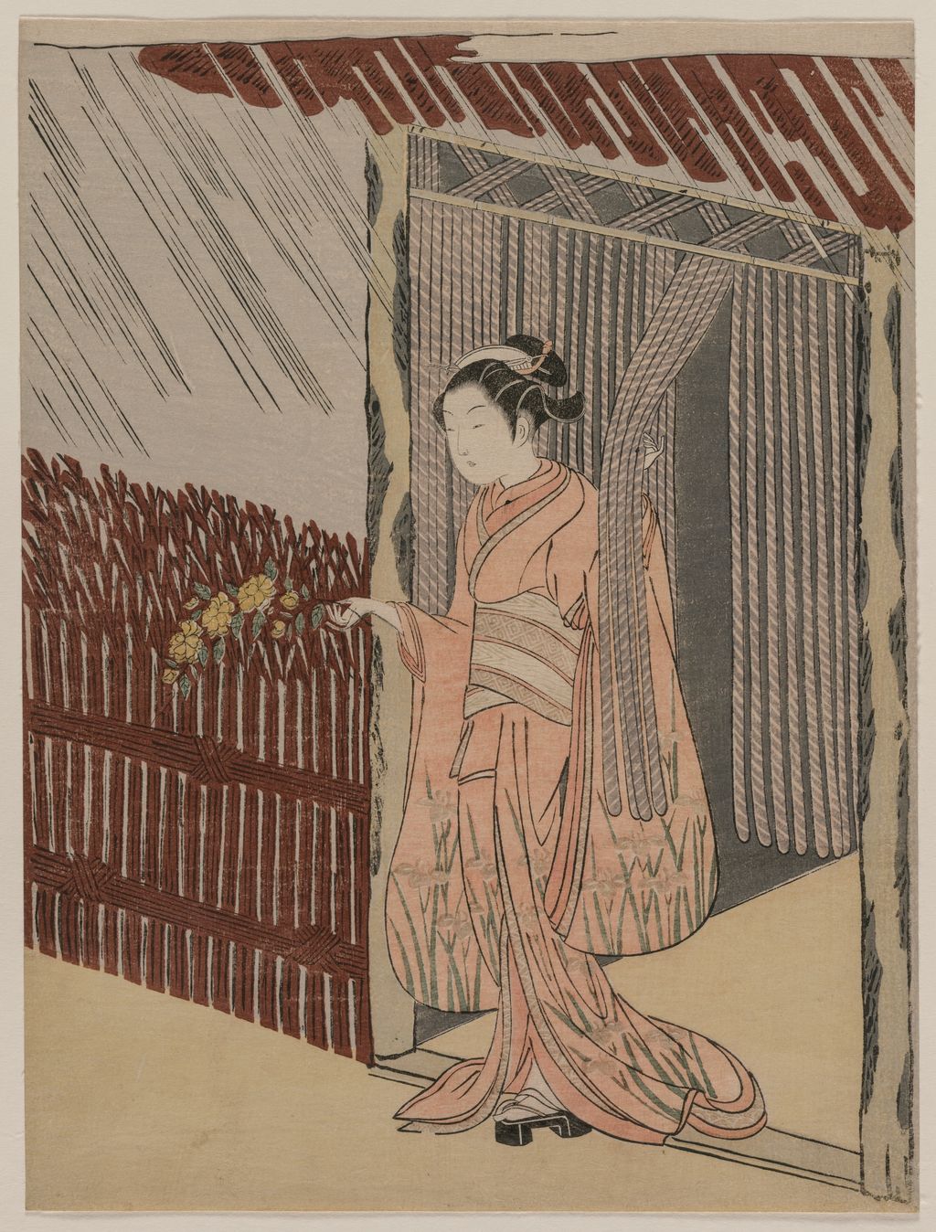 Suzuki Harunobu, A Girl Dressing in Pink, Cleveland Museum of Art