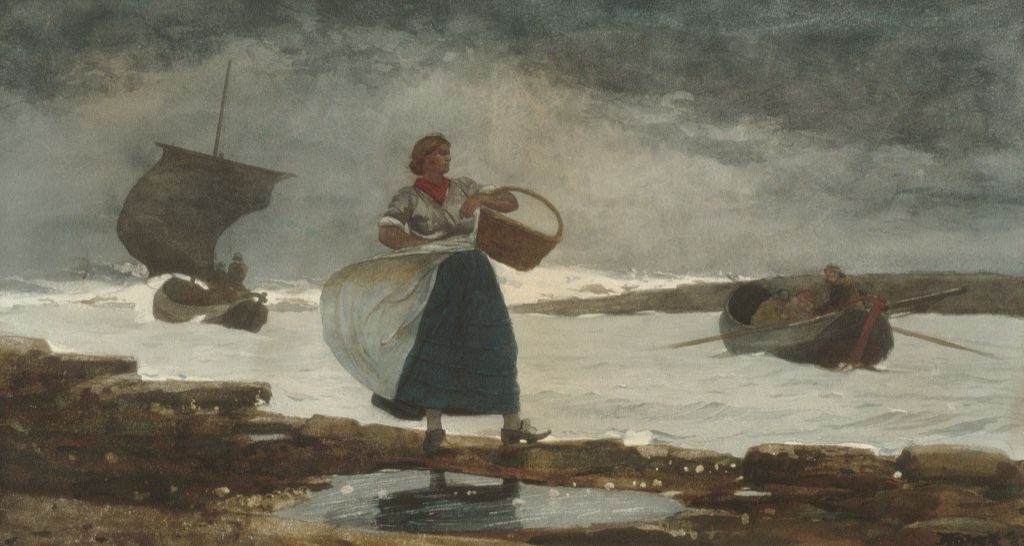 Winslow Homer’s Inside the Bar in watercolour and graphite on paper
