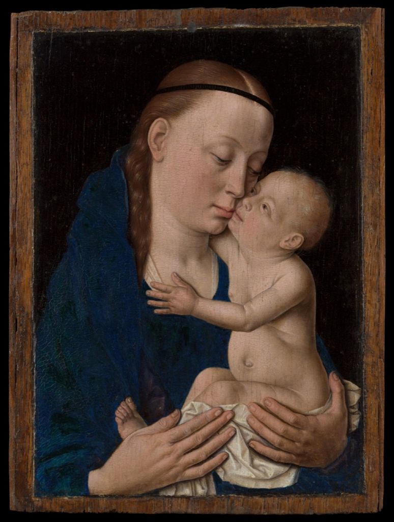 Dieric Bouts's Virgin and Child painted in oil on a wooden panel.