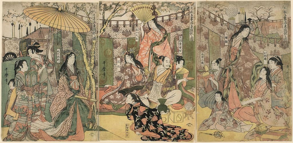 Hideyoshi viewing cherry blossoms